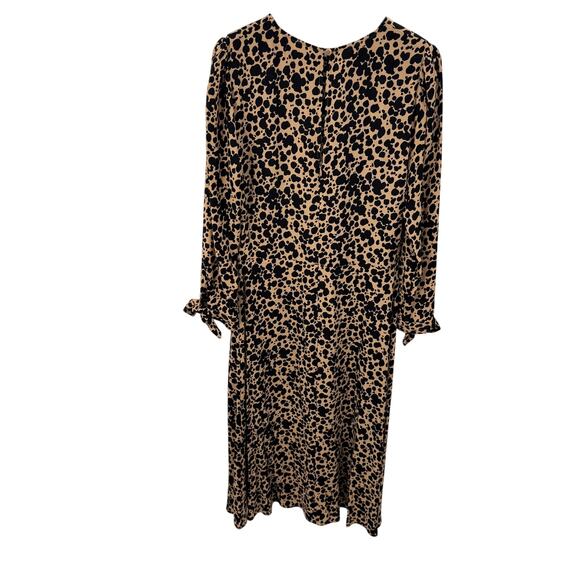Reformation Port Dress 3/4 Sleeves Leopard Print Midi Women's Size 6 Brown Black - Picture 7 of 11